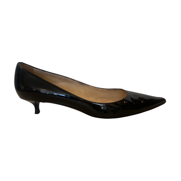靴 jimmy choo AZA 37 JIMMY CHOO Black Patent Leather Aza Kitten Heels Sz 37 – Style