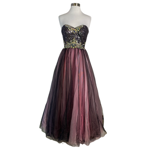 CLARISSE Style 2620 Full Gown Black/ Pink Size