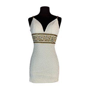 SHERRI HILL Style 55281 Short Beaded Dress White/Gold Size 00 Style Exchange Boutique PGH SHERRI HILL Style 55281 Short Beaded Dress White/Gold Size 00 Style Exchange Boutique PGH