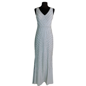 AQUA Long Column Gown Silver Size 4