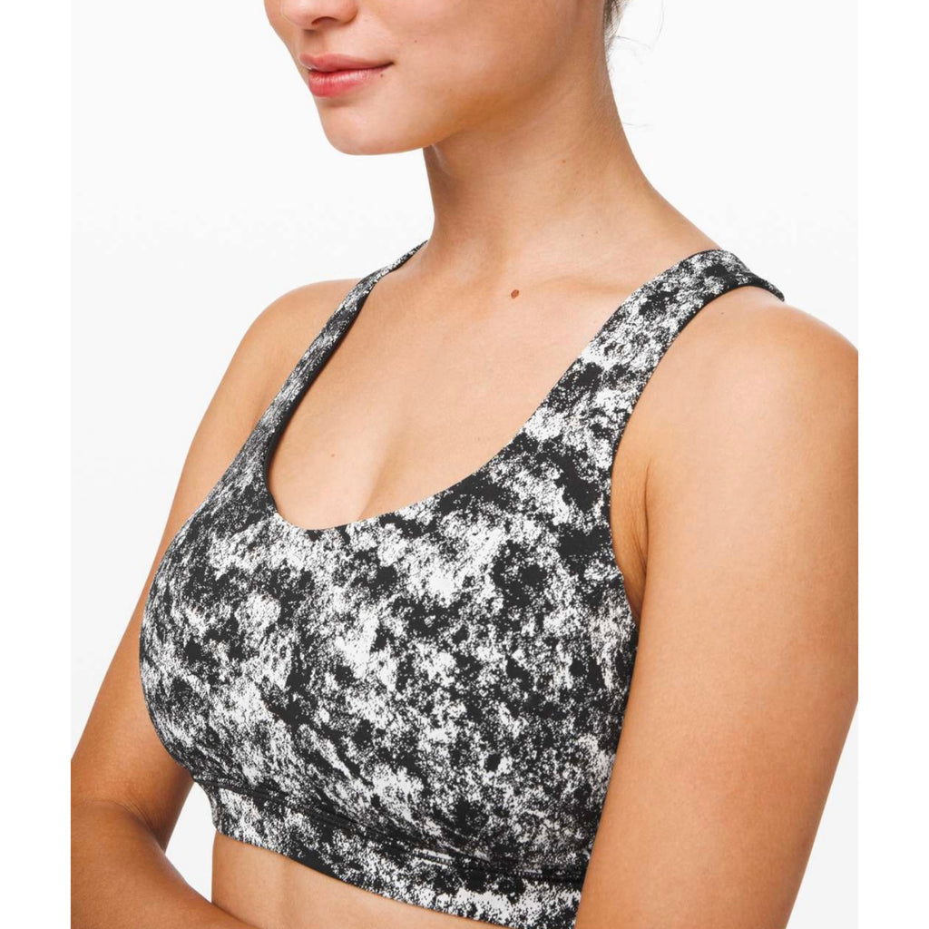 LULULEMON Free To Be Serene Bra Misted Jacquard Black White Size 10