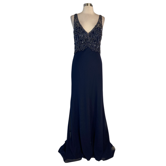 MONTAGE Long Gown Navy Size 8 NWT