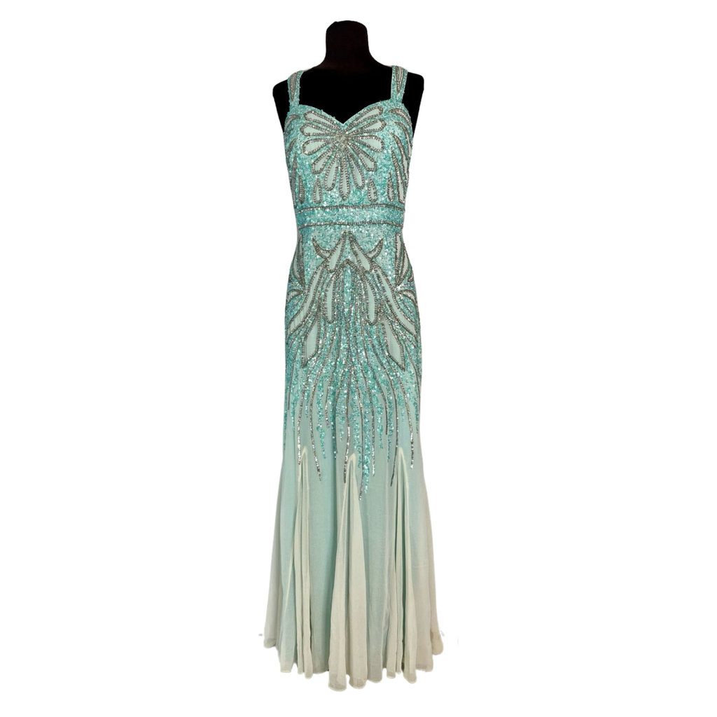 FAVIANA Long Gown Mint/White Size 8
