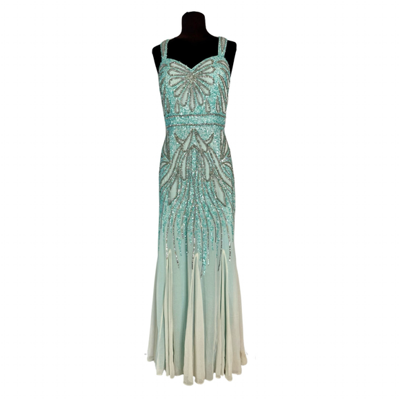 FAVIANA Long Gown Mint/White Size 8