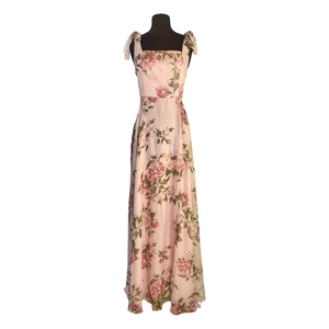 LULU’S Long Floral Dress Blush Floral Size Medium