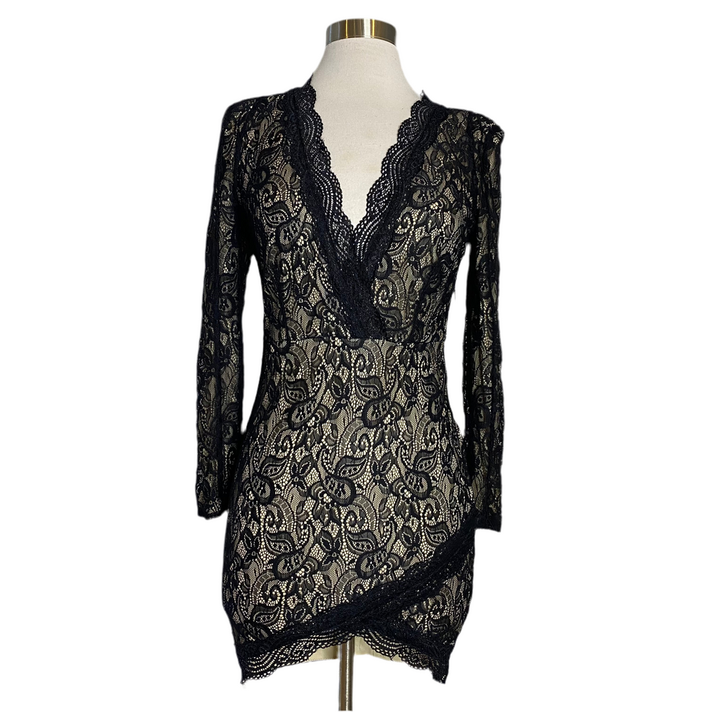 XTAREN Short Cocktail Dress Black/Nude Size Small