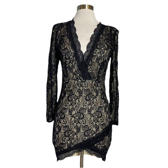 XTAREN Short Cocktail Dress Black/Nude Size Small