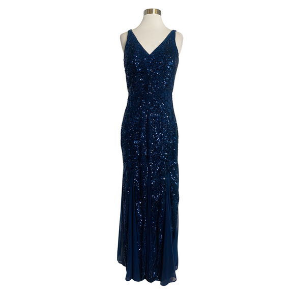 Nightways Long Sequin Gown Navy Size 8