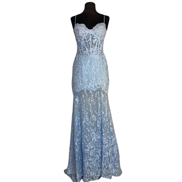 ELLIE WILDE Style EW36016 Long Gown Light Blue Size 4