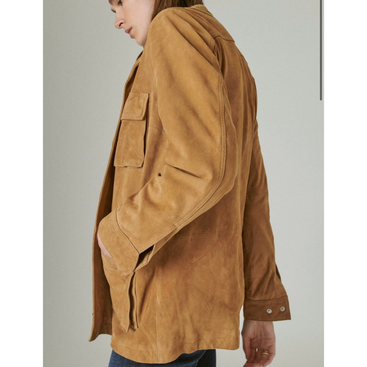 LUCKY BRAND Suede Utility Jacket Iced Coffee Size XXL – Style Exchange ...
