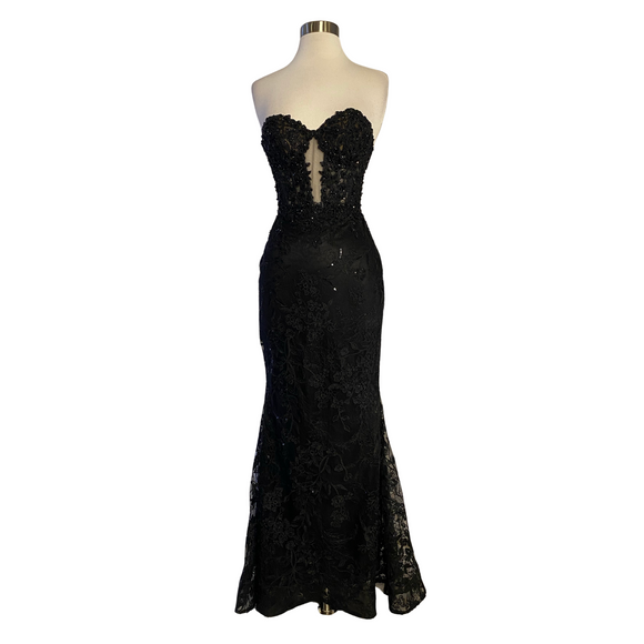 SHERRI HILL Long Black Gown Size 0 #56160