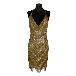 PRIMAVERA Style 3131 Short Beaded Fringe Dress Size 6