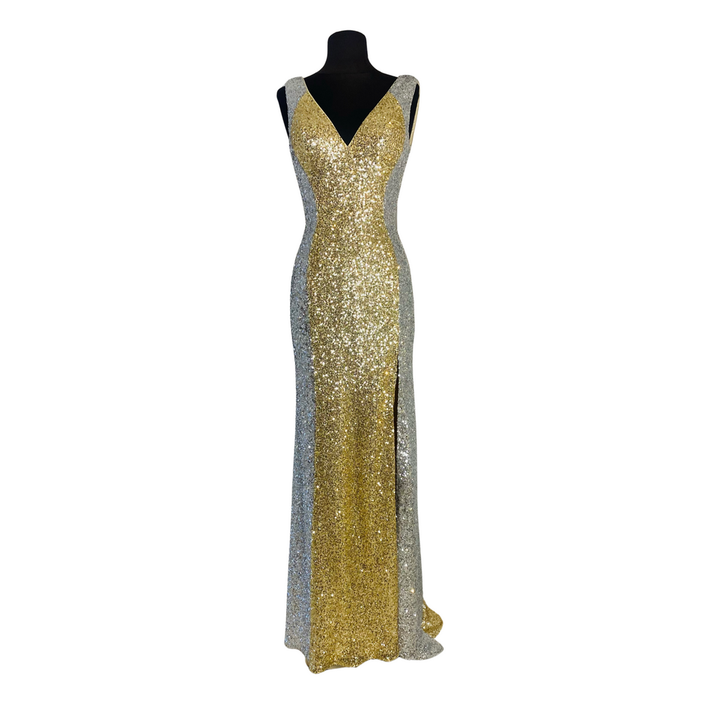 BOUTIQUE Long Gown Silver/Gold Size 6 NWT