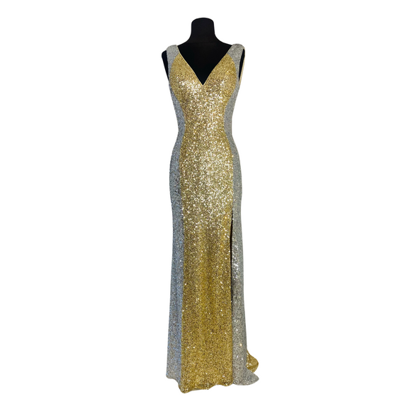 BOUTIQUE Long Gown Silver/Gold Size 6 NWT