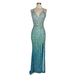 PRIMAVERA Long Gown Aqua Ombre Size 2