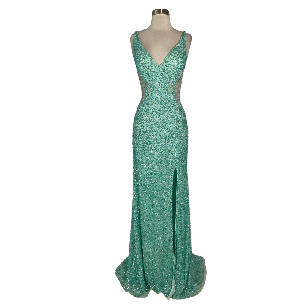 ALETA Style 615 Long Gown Tiffany/Silver Size 8