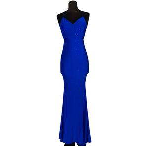 LULU’S Long Fitted Gown Royal Blue XS