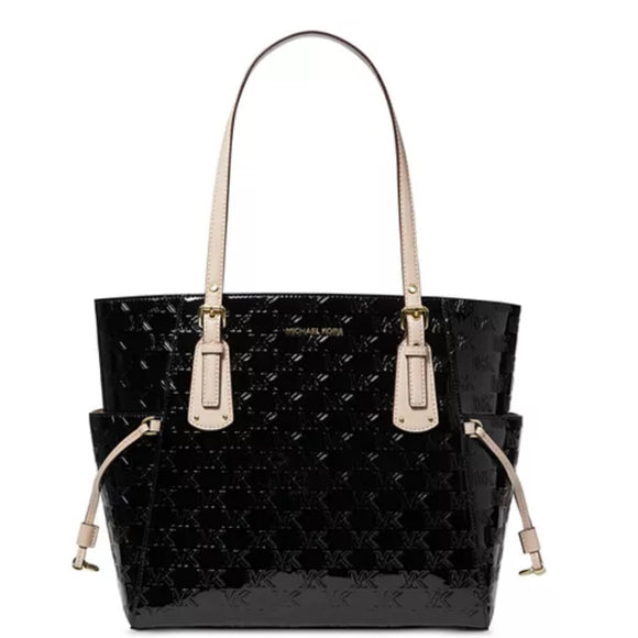 MICHAEL KORS Black Patent Leather Voyager Tote