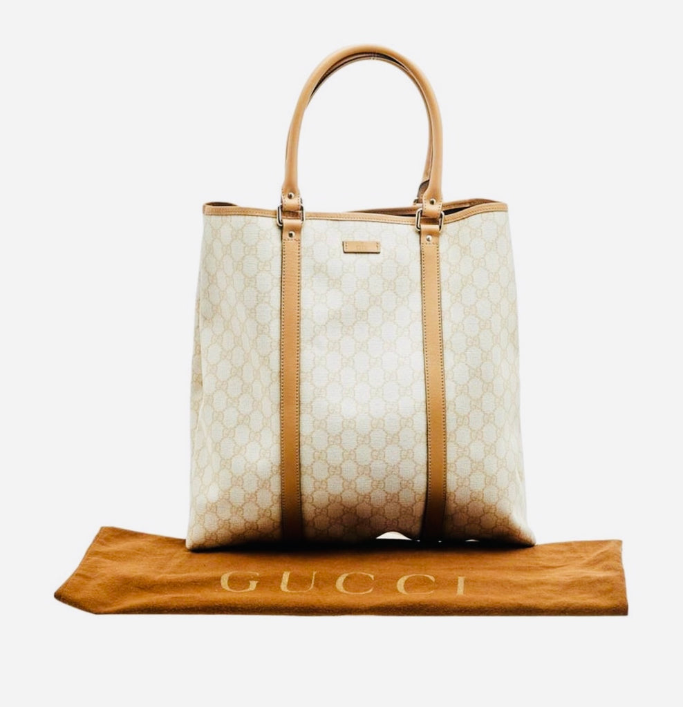Gucci Beige GG Supreme Canvas And Leather Joy Tall Tote