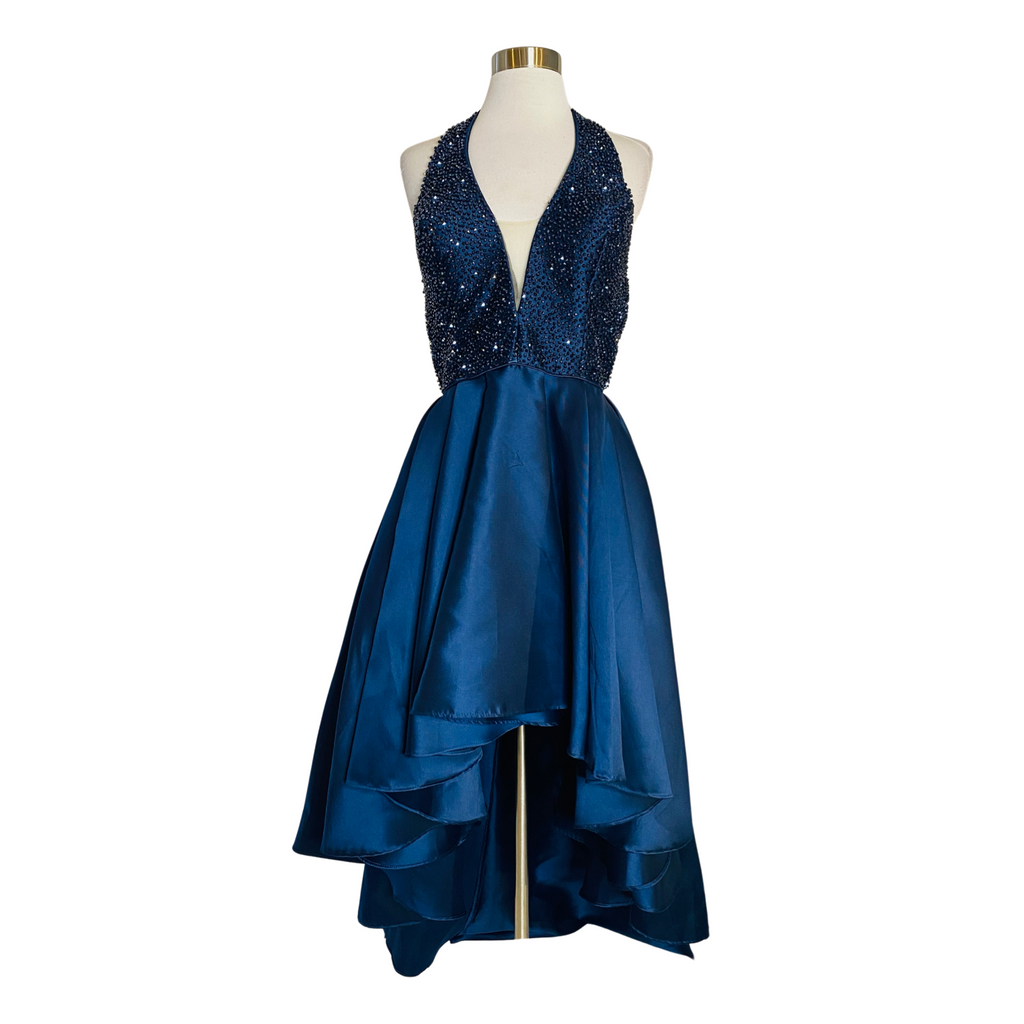 ENVIOUS High-Lo Halter Gown Navy Size 12