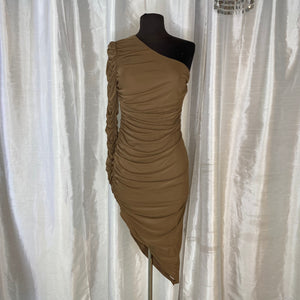 BOUTIQUE Asymmetrical Cocktail Dress Brown Size Medium