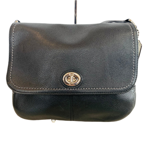 COACH Park Taylor Black Flap Turnlock Crossbody Bag No.F23663