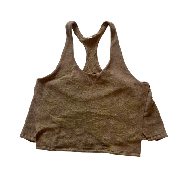 ALO Distressed Terry Cloth Tank Tan Size Medium