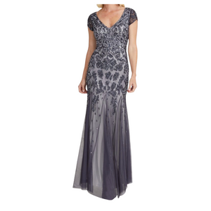 CHRISTINA WU Style 17012 Long Gown Gunmetal Size 16 NWT