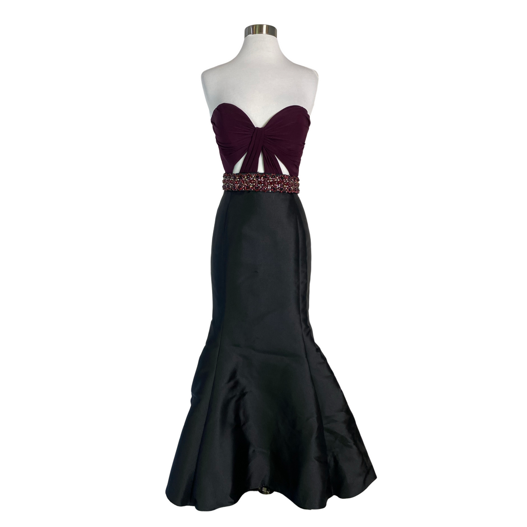 JOVANI Style 50922 Long Mermaid Black/Plum Size 2