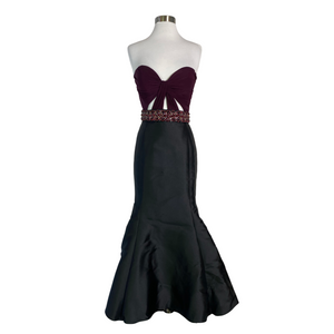 JOVANI Style 50922 Long Mermaid Black/Plum Size 2