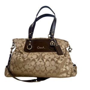 COACH Ashley Signature C Satchel Khaki/ Mahogany Handbag
