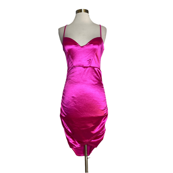 BOUTIQUE Short Satin Dress Hot Pink Size Medium
