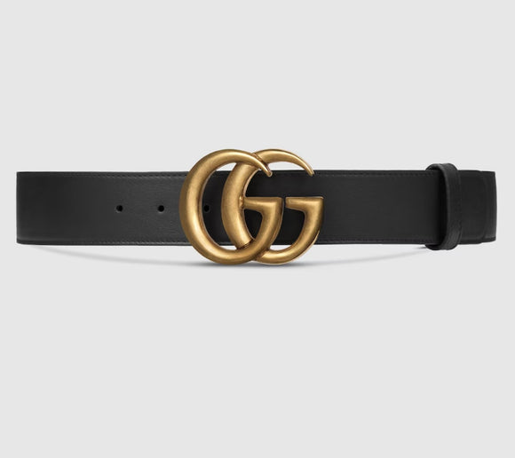 GUCCI GG Marmont Belt Antique Gold Black Size 85