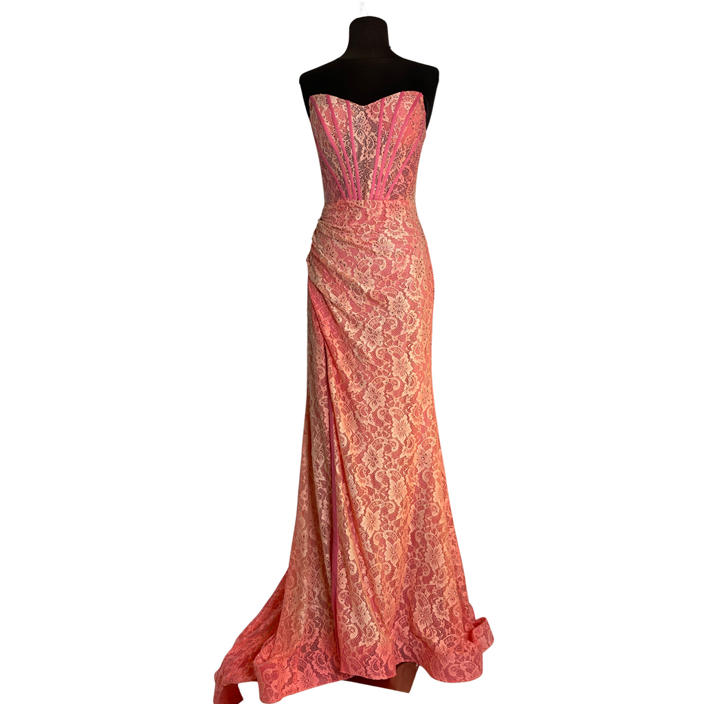 BOUTIQUE Long Coral Corset Gown Size 8 NWOT
