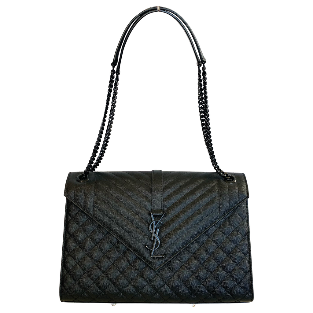 Saint Laurent Monogram Mix Matelasse Envelope Chain Bag Large Black