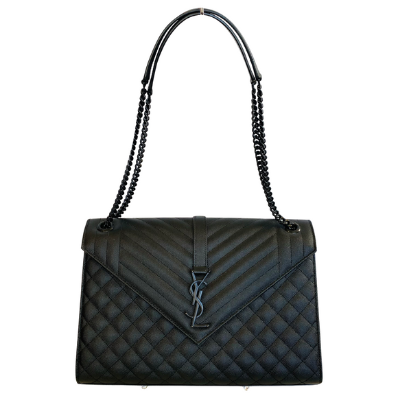 Saint Laurent Monogram Mix Matelasse Envelope Chain Bag Large Black