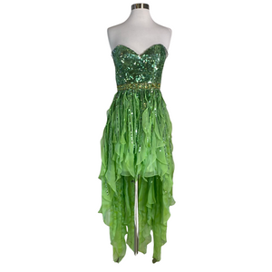 SHERRI HILL Style 1922 High/Low Strapless Gown Green Size 8