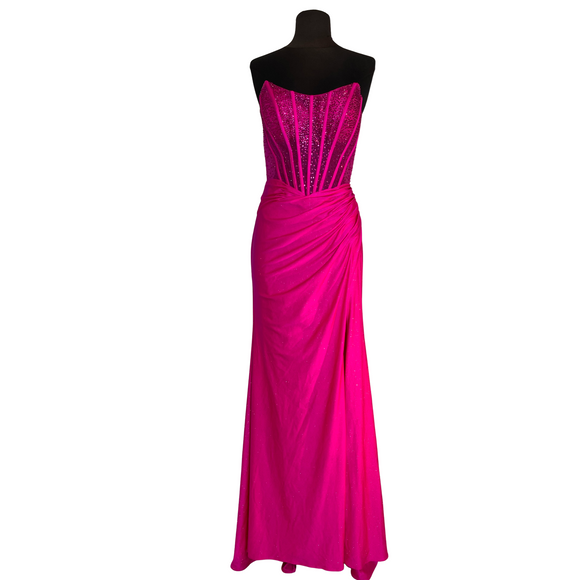 BOUTIQUE Long Corset Gown Hot Pink Size 4