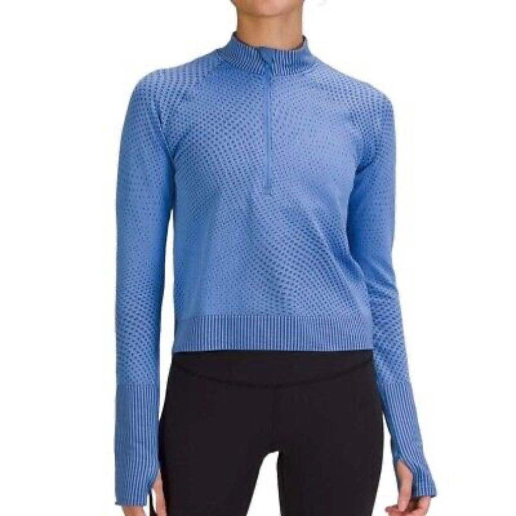LULULEMON Rest Less
Cropped Half-Zip Pullover Blue Size 10 NWT