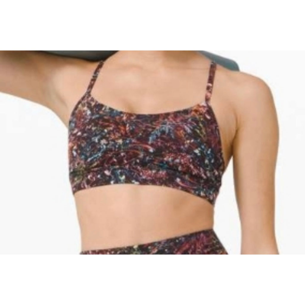 LULULEMON Flow Y Bra Foilage Overlay Multi Size 6