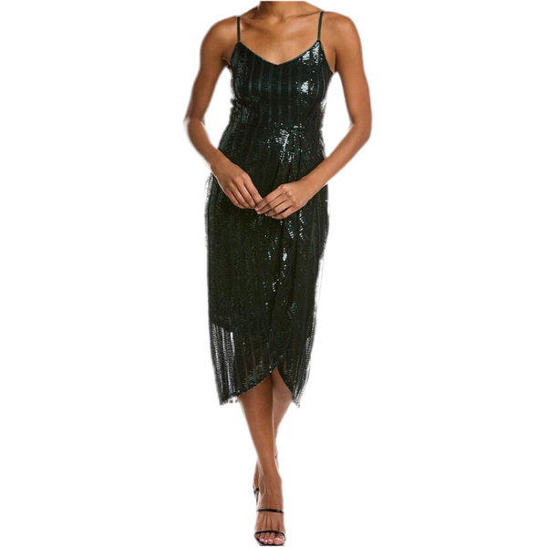 nanette lepore gold sequin dress Nanette Lepore Women's Boat Neck Sequin Fringe Hem Maxi Dress – Letay Store main image 1