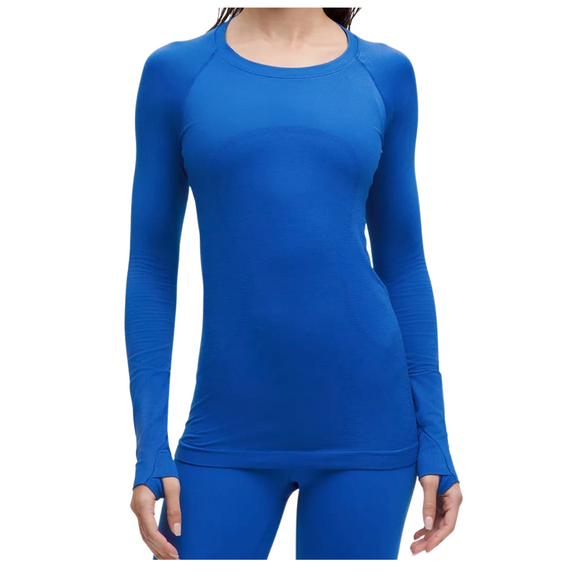 LULULEMON Swiftly Tech Long-Sleeve Shirt 2.0 Hip Length Galactic Cobalt Size 10 NWT