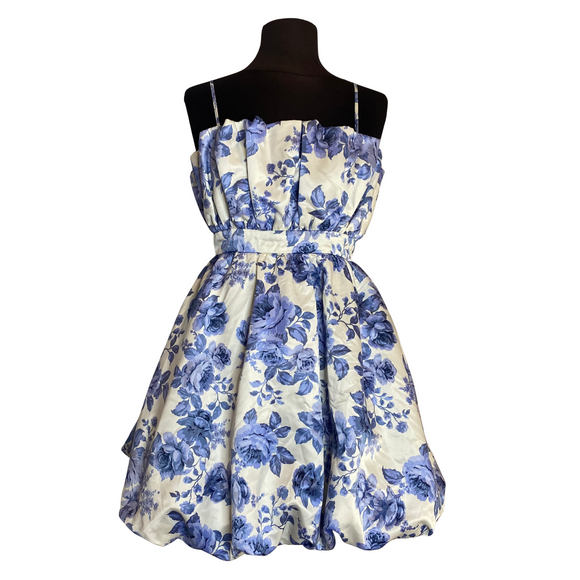 BOUTIQUE Short Floral Cocktail Dress Blue/White Size Small
