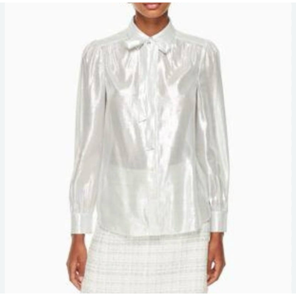 KATE SPADE Silver Metallic Shirt Size Large