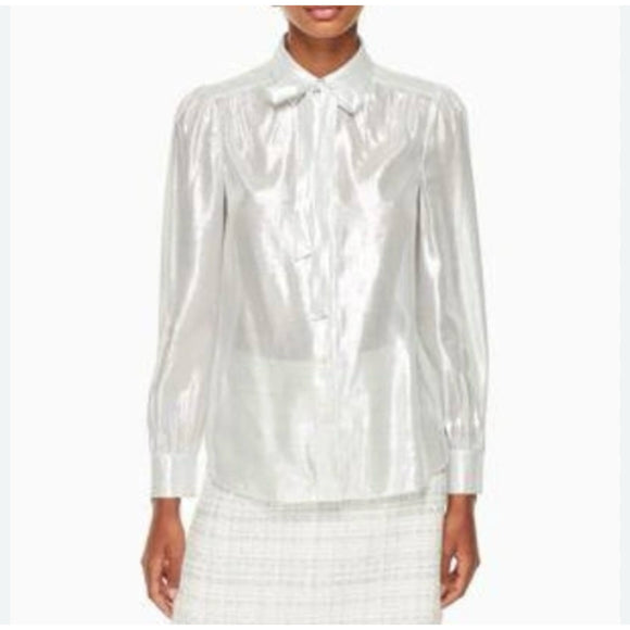 KATE SPADE Silver Metallic Shirt Size Large