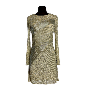 SHERRI HILL STYLE 53279 Short Cocktail Dress Champagne Size 4
