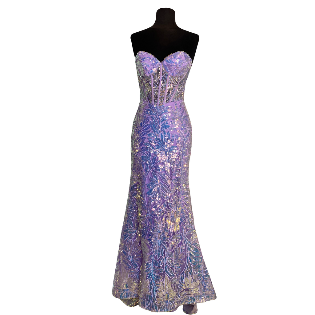 ALYCE PARIS Long Lilac Sequin Gown Size 4 #61862