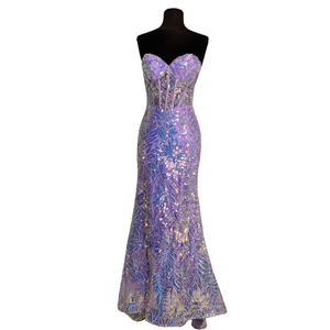 ALYCE PARIS Long Lilac Sequin Gown Size 4 #61862