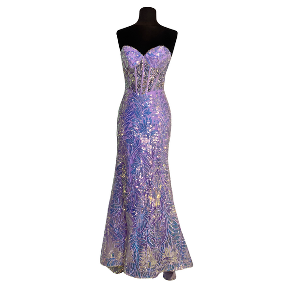 ALYCE PARIS Long Lilac Sequin Gown Size 4 #61862