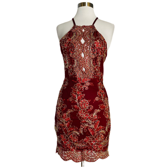 BOUTIQUE Short Cocktail Dress Wine Size